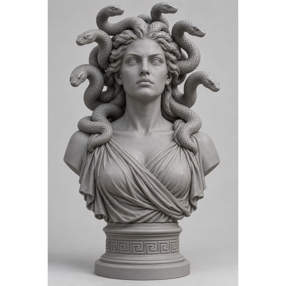 Medusa Bust Statue –Greek Mythology Snake Queen Sculpture,Gothic Home Decor 11in
